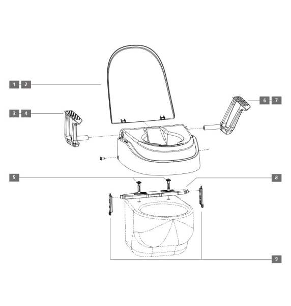 Dietz Toilettensitzerhöhung SMART FIX mit Armlehnen und Deckel